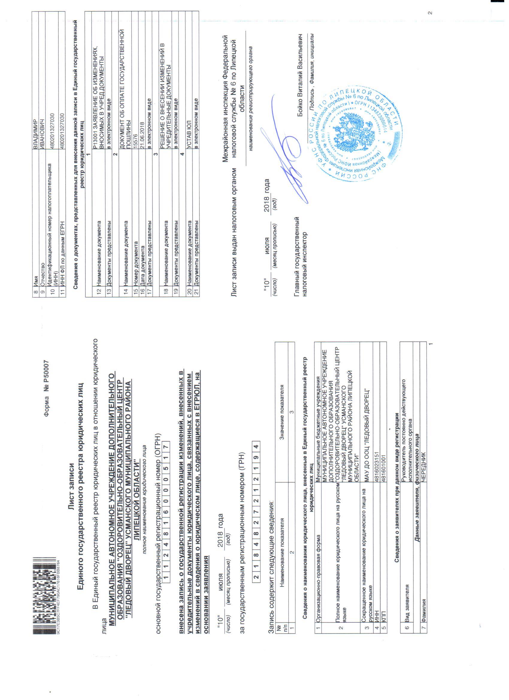 Документы » МБУДО Оздоровительно-образовательный центр Усманского  муниципального района